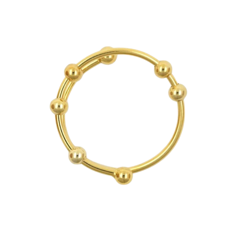 Luxurious Gold-Plated Bead Ring for Focus and Anxiety Reduction